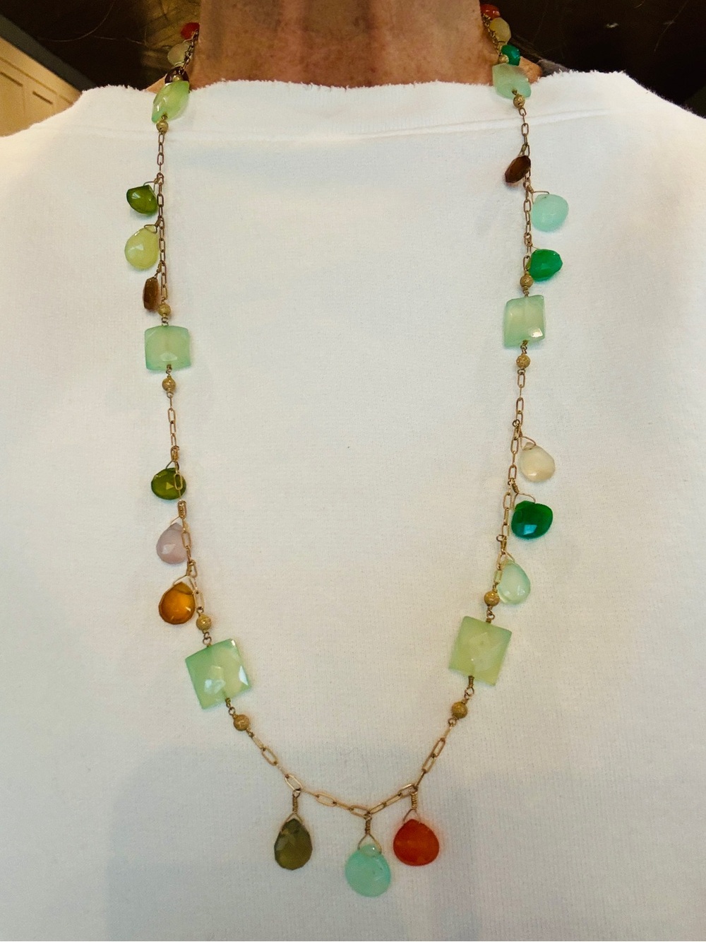 Natural Chalcedony Necklace in 14 Gold-fill